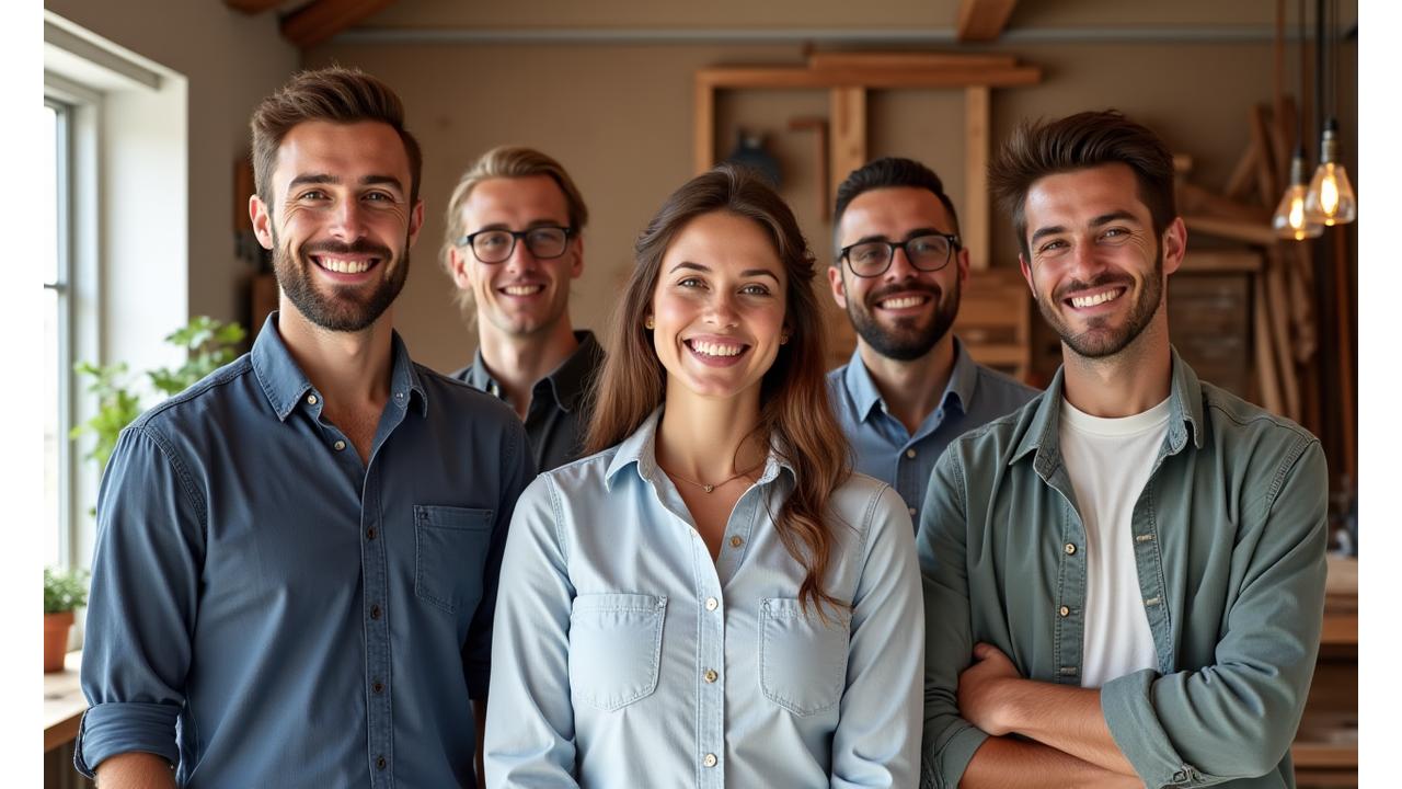 Equipe de atendimento da Móveis Artesanais Lisboa sorrindo e pronta para ajudar