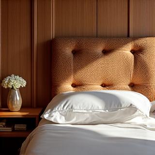 Guarda-roupa sob medida em madeira de nogueira com detalhes em latão, quarto luxuoso