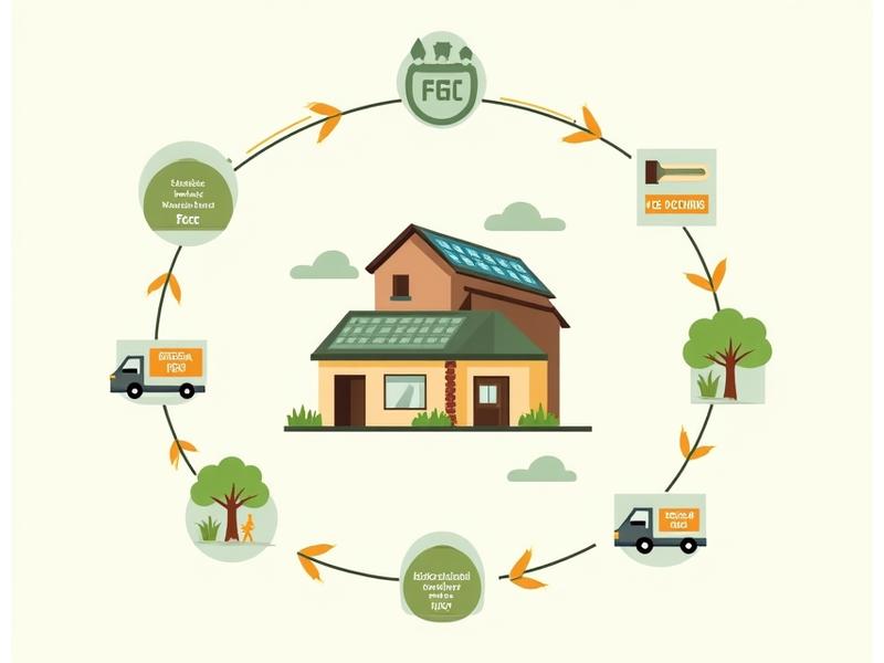 Infográfico ilustrando o ciclo de produção 100% ecológica na oficina, incluindo painéis solares, zero desperdício, e reciclagem de materiais.
