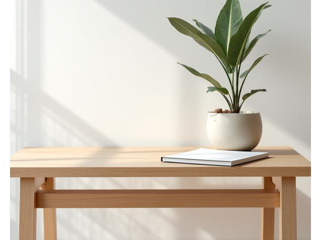 Escrivaninha elegante da Linha Verde, feita de eucalipto português em um design minimalista claro.